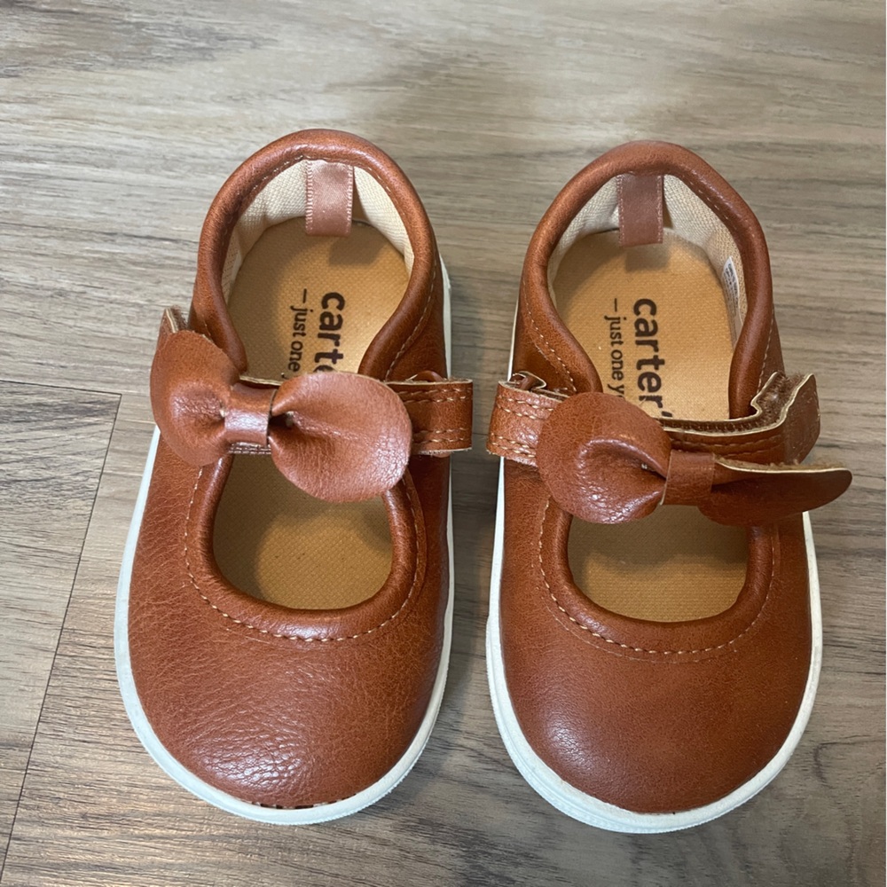 Carter's Brown Baby Walker Shoes with Bow